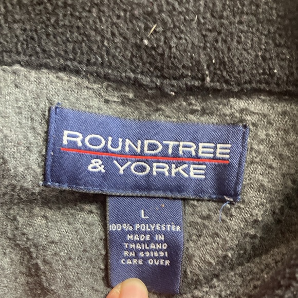 Vintage Large RoundTree & Yorke Gray Fleece Zip Up Sweater - Picture 3 of 7